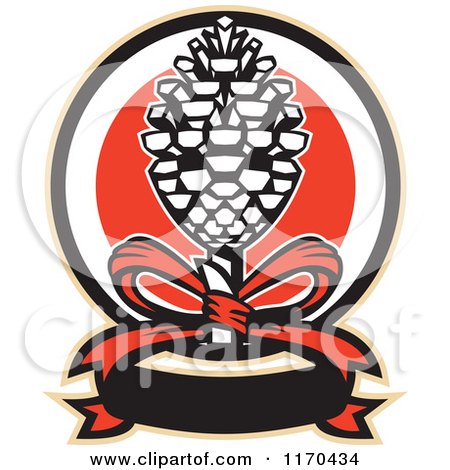 Clipart of a Thyrsus Pine Cone Staff with a Ribbon - Royalty Free Vector Illustration by patrimonio