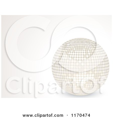 Clipart of a 3d White Discou Ball on a Shaded Background with Copyspace - Royalty Free Vector Illustration by elaineitalia