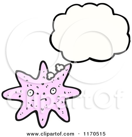 Clipart of a Worried Purple Starfish with a Thought Cloud - Royalty Free Stock Illustration by lineartestpilot