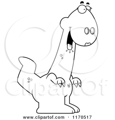 Cartoon Clipart Of A Hungry Female Dinosaur - Vector Outlined Coloring Page by Cory Thoman