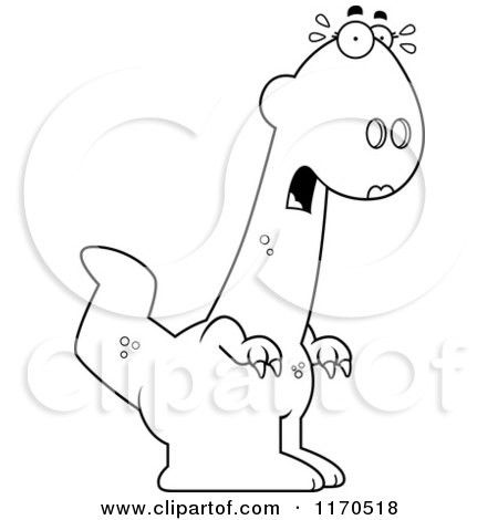 Cartoon Clipart Of A Frightened Female Dinosaur - Vector Outlined Coloring Page by Cory Thoman