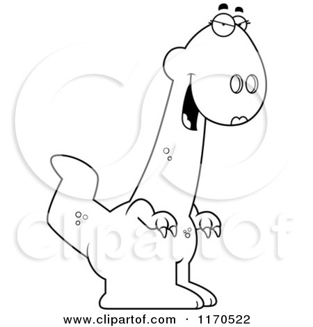 Cartoon Clipart Of A Sly Female Dinosaur - Vector Outlined Coloring Page by Cory Thoman