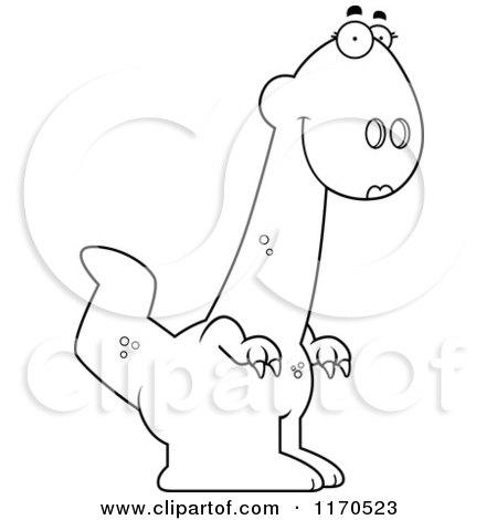 Cartoon Clipart Of A Happy Female Dinosaur - Vector Outlined Coloring Page by Cory Thoman