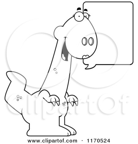 Cartoon Clipart Of A Happy Talking Female Dinosaur - Vector Outlined Coloring Page by Cory Thoman