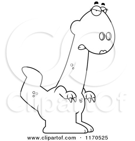 Cartoon Clipart Of A Mad Female Dinosaur - Vector Outlined Coloring Page by Cory Thoman