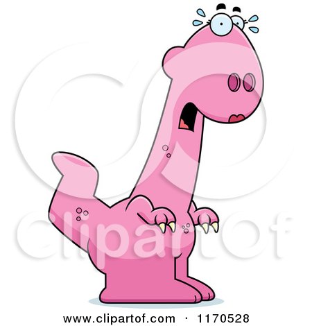 Cartoon of a Frightened Pink Female Dinosaur - Royalty Free Vector Clipart by Cory Thoman