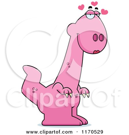 Cartoon of a Loving Pink Female Dinosaur - Royalty Free Vector Clipart by Cory Thoman