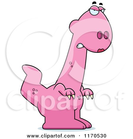 Cartoon of a Mad Pink Female Dinosaur - Royalty Free Vector Clipart by Cory Thoman