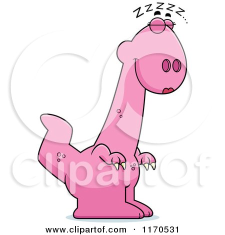 Cartoon of a Sleeping Pink Female Dinosaur - Royalty Free Vector Clipart by Cory Thoman