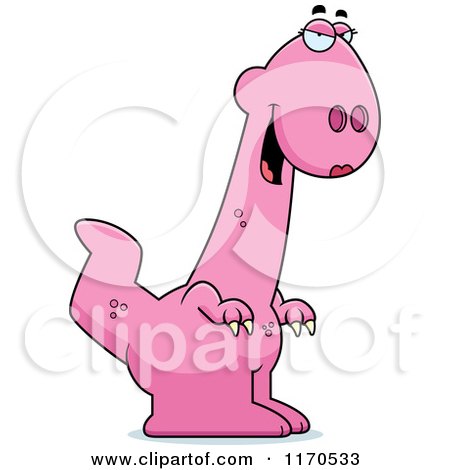 Cartoon of a Sly Pink Female Dinosaur - Royalty Free Vector Clipart by Cory Thoman