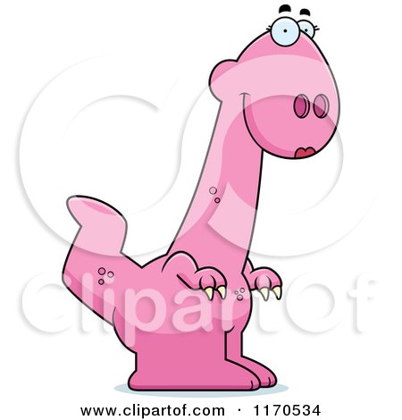 Cartoon of a Happy Pink Female Dinosaur - Royalty Free Vector Clipart by Cory Thoman