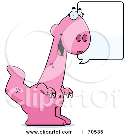 Cartoon of a Happy Talking Pink Female Dinosaur - Royalty Free Vector Clipart by Cory Thoman