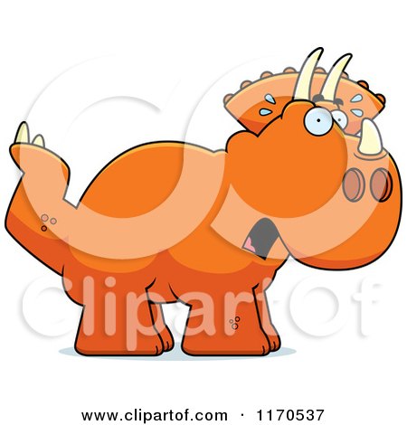 Cartoon of a Frightened Triceratops Dinosaur - Royalty Free Vector Clipart by Cory Thoman