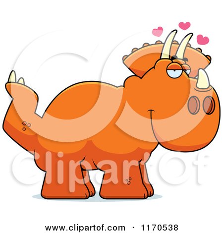 Cartoon of a Loving Triceratops Dinosaur - Royalty Free Vector Clipart by Cory Thoman