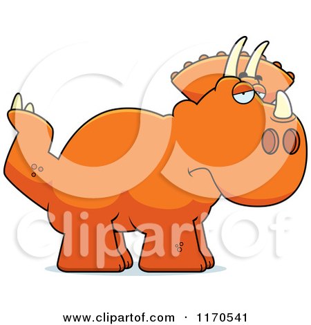 Cartoon of a Depressed Triceratops Dinosaur - Royalty Free Vector Clipart by Cory Thoman