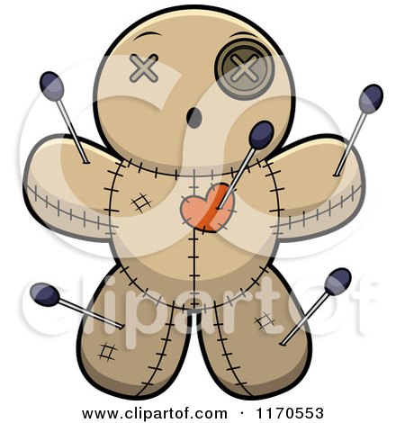 Cartoon of a Surprised Voo Doo Doll - Royalty Free Vector Clipart by Cory Thoman