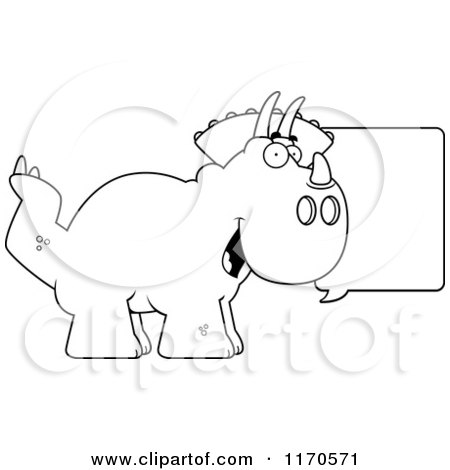 Cartoon Clipart Of A Happy Talking Triceratops Dinosaur - Vector Outlined Coloring Page by Cory Thoman