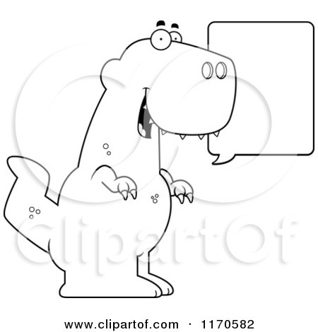 Cartoon Clipart Of A Talking Tyrannosaurus Rex Dinosaur - Vector Outlined Coloring Page by Cory Thoman