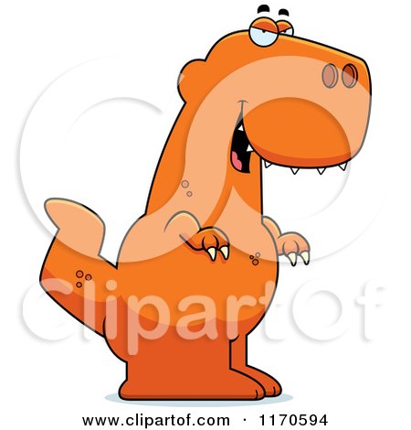 Cartoon of a Sly Tyrannosaurus Rex Dinosaur - Royalty Free Vector Clipart by Cory Thoman