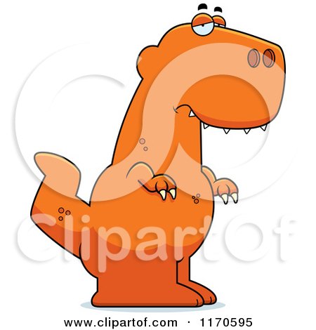 Cartoon of a Depressed Tyrannosaurus Rex Dinosaur - Royalty Free Vector Clipart by Cory Thoman