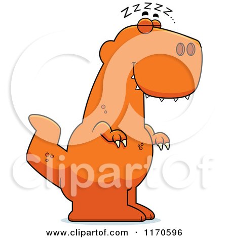 Cartoon of a Sleeping Tyrannosaurus Rex Dinosaur - Royalty Free Vector Clipart by Cory Thoman