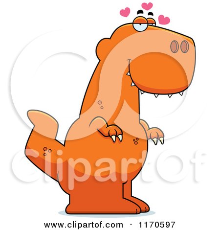 Cartoon of a Loving Tyrannosaurus Rex Dinosaur - Royalty Free Vector Clipart by Cory Thoman