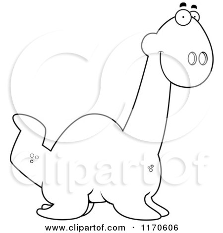 Cartoon Clipart Of A Happy Plesiosaur Dinosaur - Vector Outlined Coloring Page by Cory Thoman