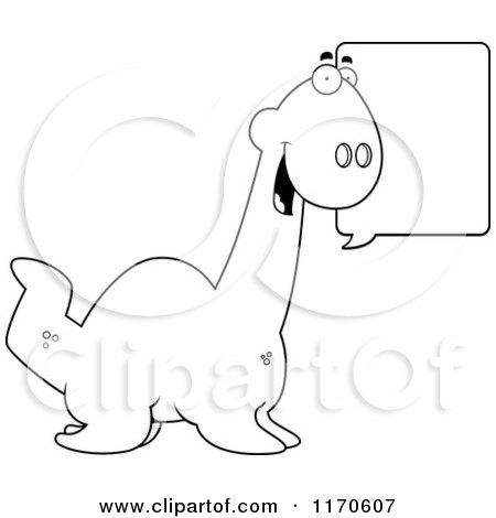 Cartoon Clipart Of A Happy Talking Plesiosaur Dinosaur - Vector Outlined Coloring Page by Cory Thoman