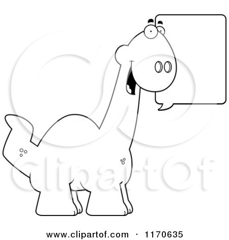 Cartoon Clipart Of A Happy Talking Apatosaurus Dinosaur - Vector Outlined Coloring Page by Cory Thoman