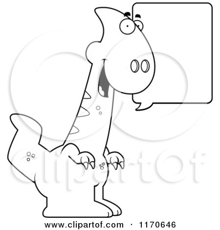 Cartoon Clipart Of A Talking Parasaurolophus Dinosaur - Vector Outlined Coloring Page by Cory Thoman