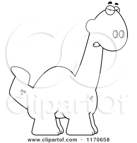Cartoon of an Angry Apatosaurus Dinosaur - Vector Outlined Coloring Page by Cory Thoman