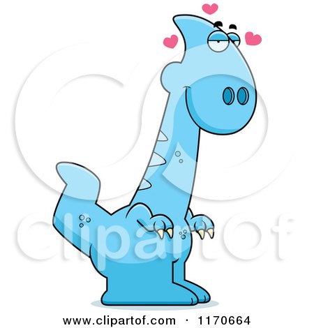 Cartoon of a Loving Parasaurolophus Dinosaur - Royalty Free Vector Clipart by Cory Thoman