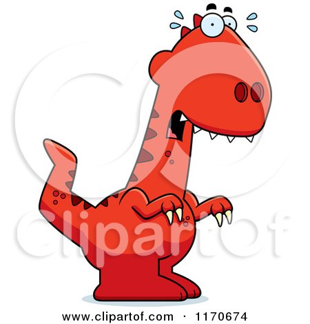 Cartoon of a Frightened Velociraptor Dinosaur - Royalty Free Vector Clipart by Cory Thoman