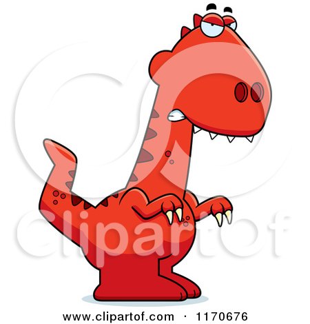 Cartoon of a Mad Velociraptor Dinosaur - Royalty Free Vector Clipart by Cory Thoman