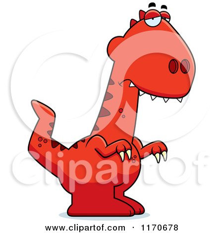 Cartoon of a Depressed Velociraptor Dinosaur - Royalty Free Vector Clipart by Cory Thoman