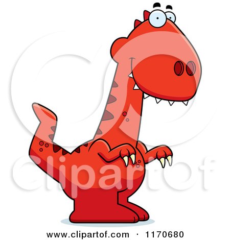 Cartoon of a Happy Velociraptor Dinosaur - Royalty Free Vector Clipart by Cory Thoman