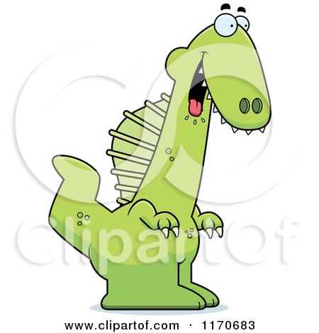 Cartoon of a Hungry Spinosaurus Dinosaur - Royalty Free Vector Clipart by Cory Thoman