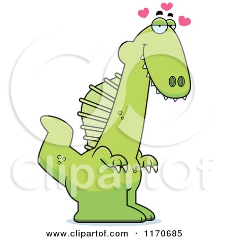 Cartoon of a Loving Spinosaurus Dinosaur - Royalty Free Vector Clipart by Cory Thoman