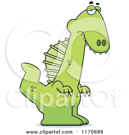 Cartoon of a Depressed Spinosaurus Dinosaur - Royalty Free Vector Clipart by Cory Thoman