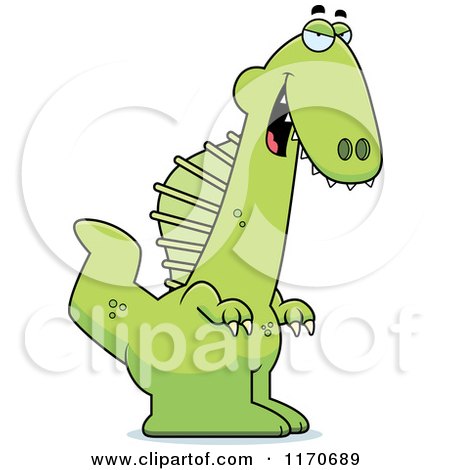 Cartoon of a Sly Spinosaurus Dinosaur - Royalty Free Vector Clipart by Cory Thoman