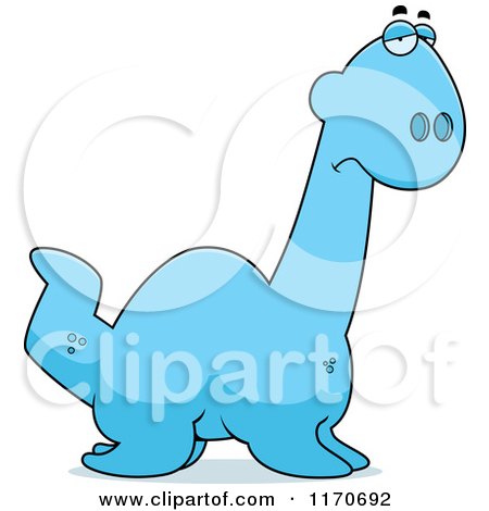 Cartoon of a Depressed Plesiosaur Dinosaur - Royalty Free Vector Clipart by Cory Thoman