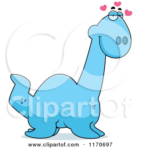 Cartoon of a Loving Plesiosaur Dinosaur - Royalty Free Vector Clipart by Cory Thoman
