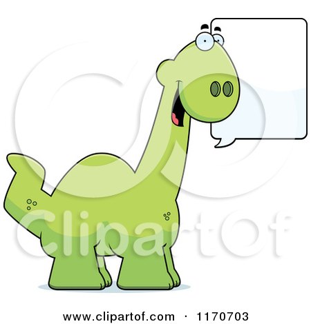 Cartoon of a Happy Talking Apatosaurus Dinosaur - Royalty Free Vector Clipart by Cory Thoman