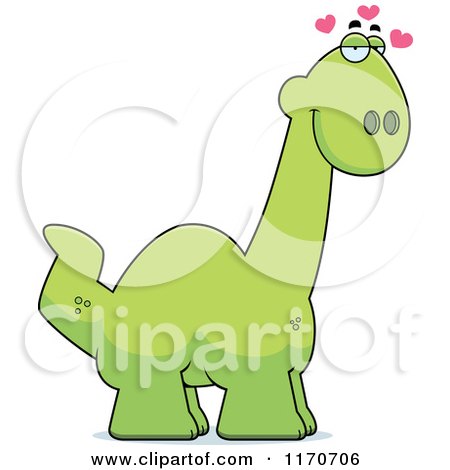 Cartoon of a Loving Apatosaurus Dinosaur - Royalty Free Vector Clipart by Cory Thoman