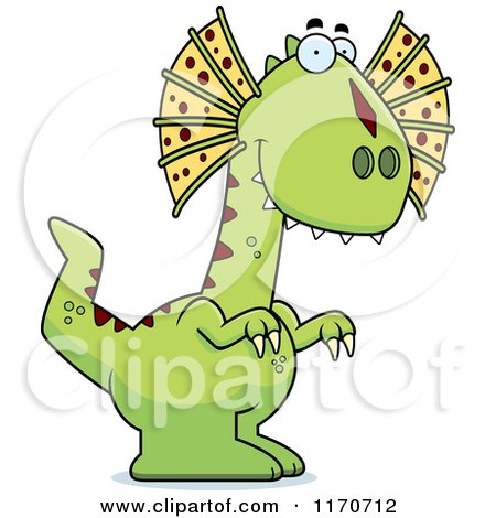 Cartoon of a Happy Dilophosaurus Dinosaur - Royalty Free Vector Clipart by Cory Thoman