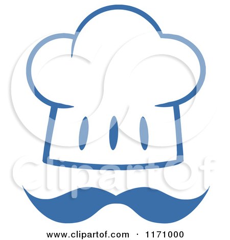 Cartoon of a Blue and White Chef Hat and Mustache - Royalty Free Vector Clipart by Hit Toon