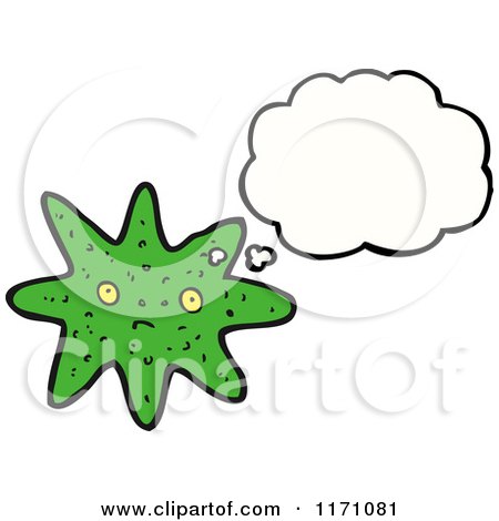 Clipart of a Sad Thinking Alien Green Star Monster - Royalty Free Stock Illustration by lineartestpilot