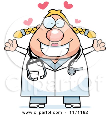 Cartoon of a Loving Female Surgeon Doctor or Veterinarian - Royalty Free Vector Clipart by Cory Thoman