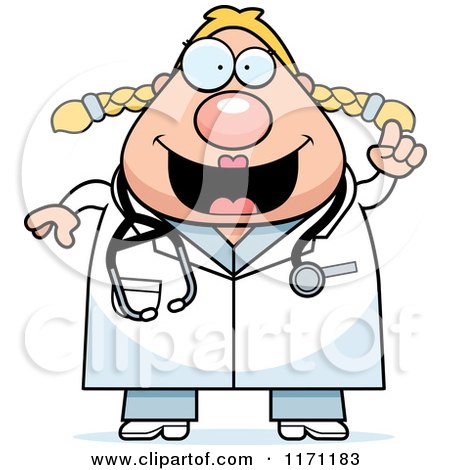 Cartoon of a Smart Female Surgeon Doctor or Veterinarian with an Idea - Royalty Free Vector Clipart by Cory Thoman