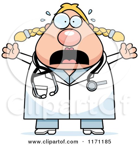 Cartoon of a Screaming Female Surgeon Doctor or Veterinarian - Royalty Free Vector Clipart by Cory Thoman